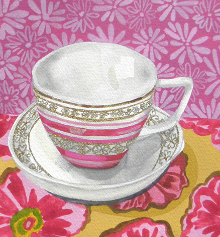 Pink Stripe Teacup