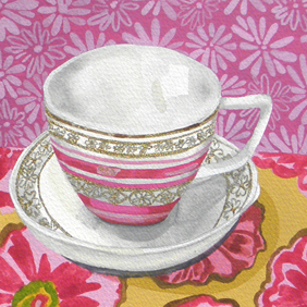 Pink Stripe Teacup