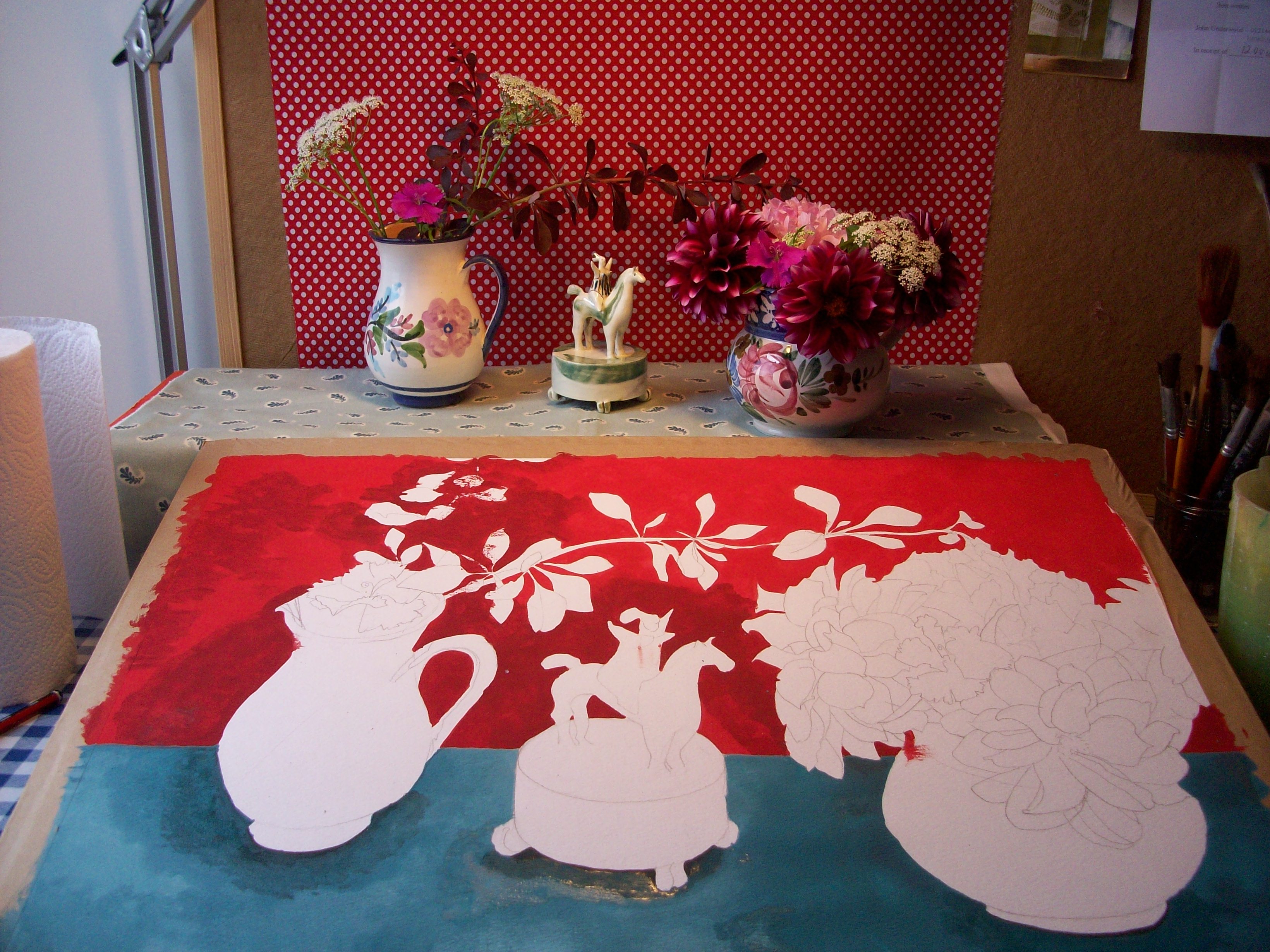 Circus girl - background painted in.