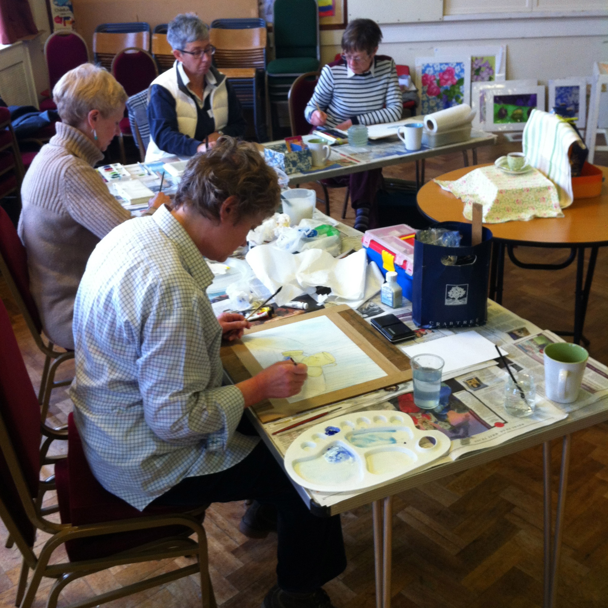 Judy, Fiona, Sarah and Sandra lost in concentration.