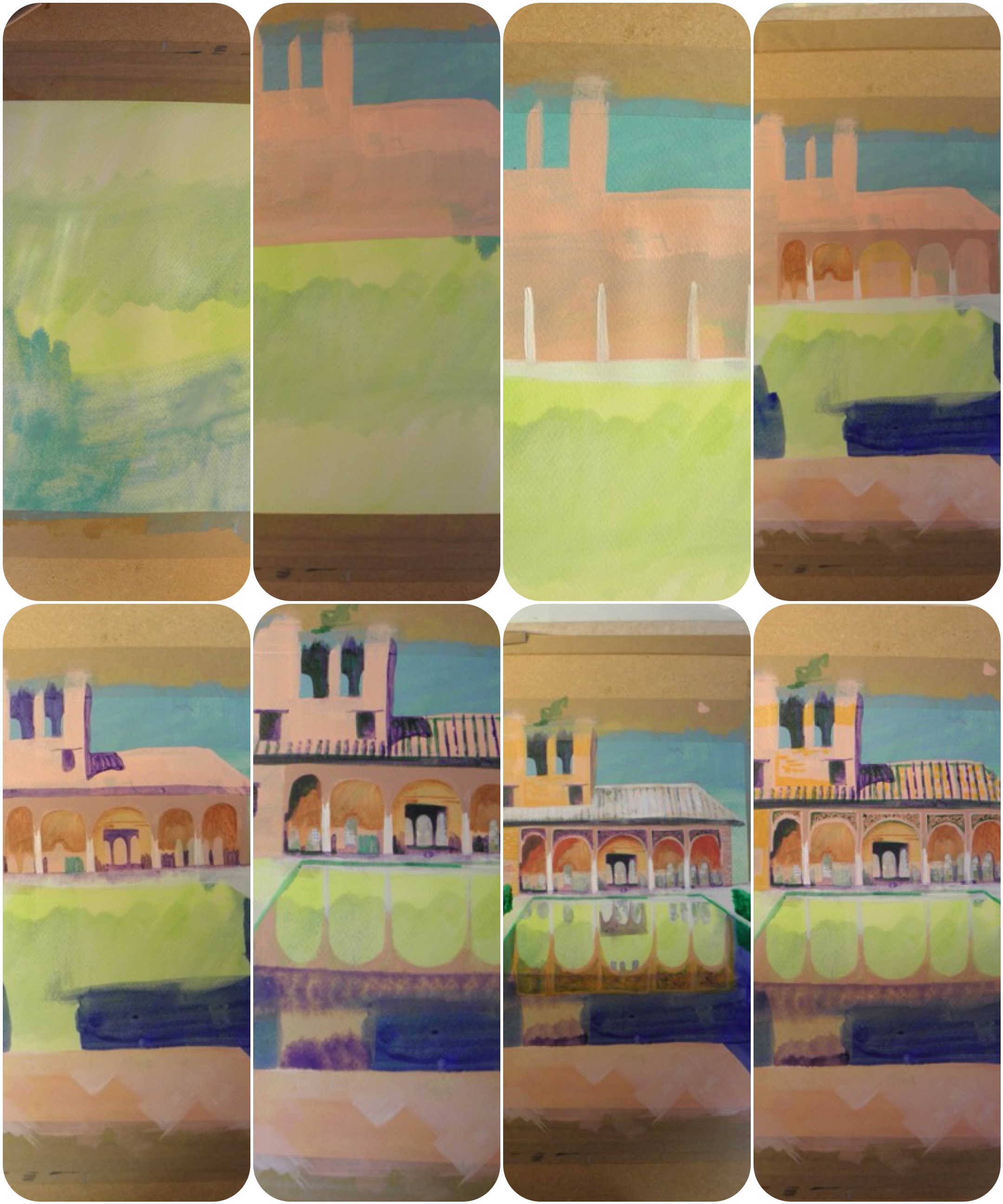 Palacio del Partal painting collage