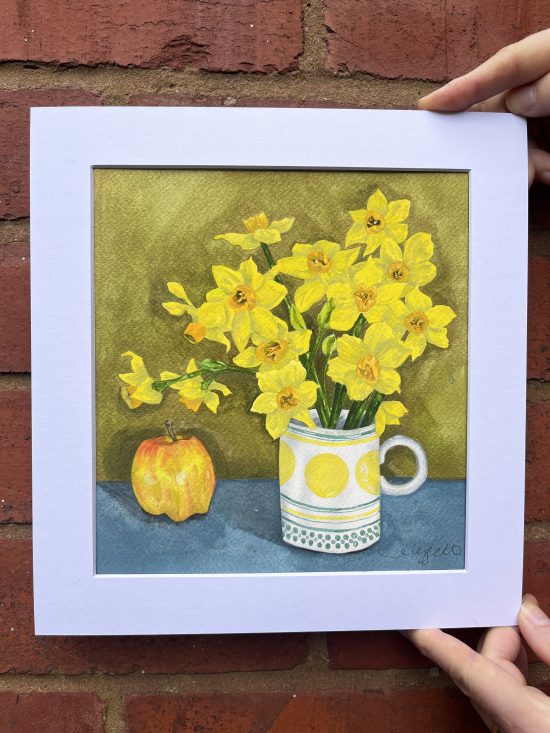 Narcissus and Apple - original watercolour