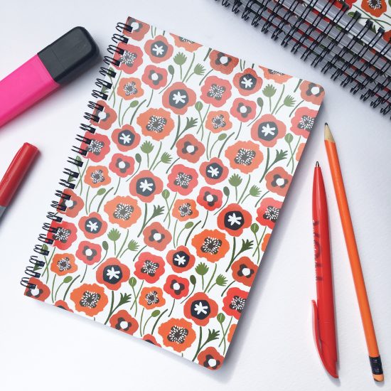 Poppies notebook - two left
